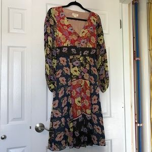 Anthropologie / Maeve multicolor mid-length floral dress, size 4